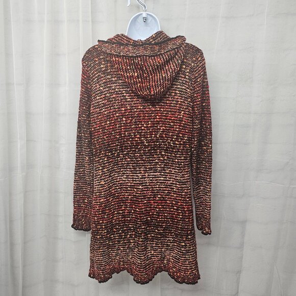 Vertigo Paris Red Marled Hooded Cardigan Retro Hippie Boho Knit XL - Picture 6 of 10